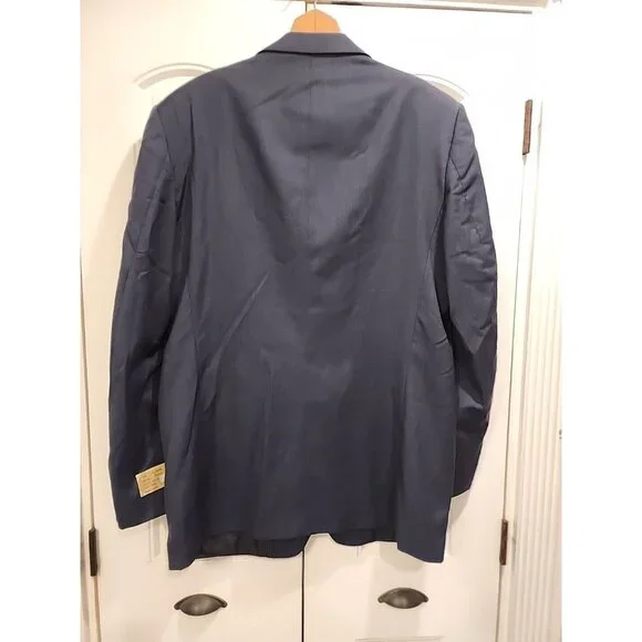 NWT Riccardo Fazzi Sport 4Button Solid Navy Suit Jacket Blazer Wool 42L